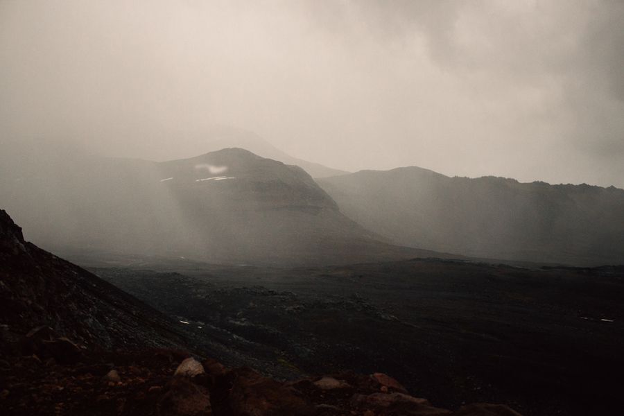 Mountian lost in fog