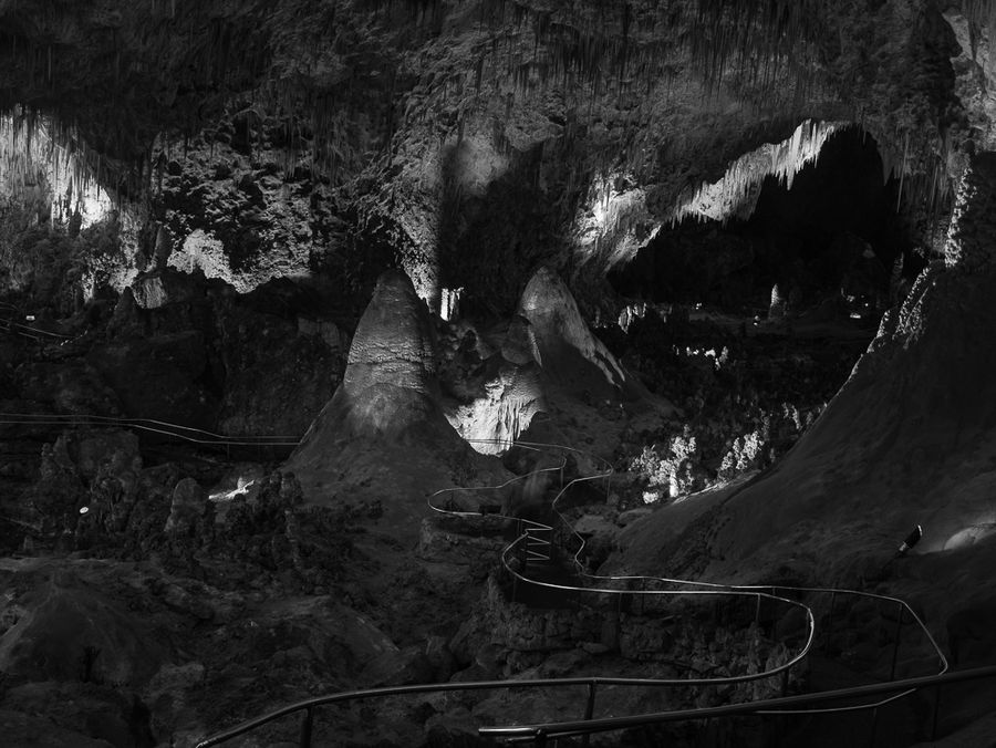 Rail through a cavern