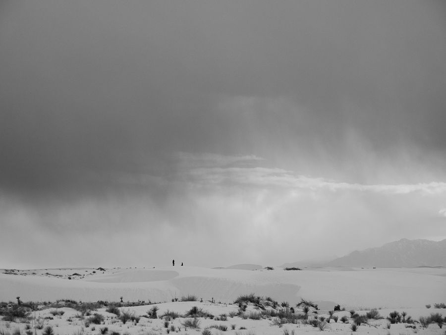 White sand gray sky